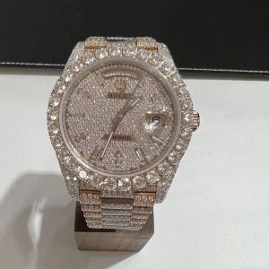 Iced Out VVS Moissanite Diamond Rolex Bust Down Luxury Watch (Pass Diamond Tester)