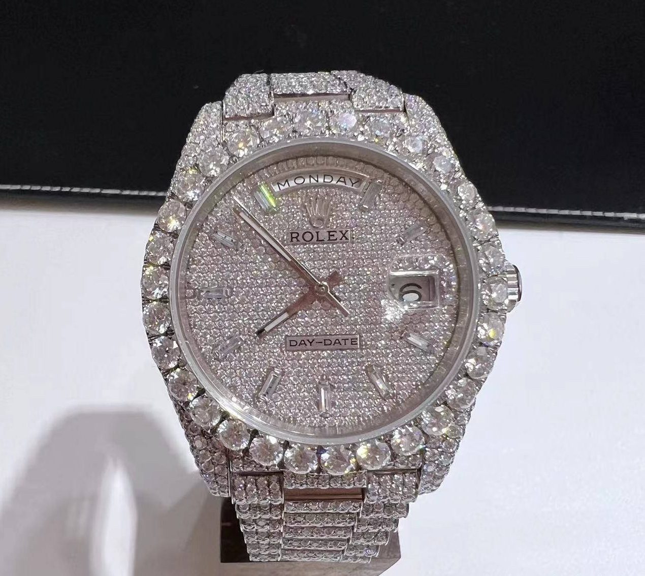 Iced Out VVS Moissanite Diamond Rolex Bust Down Luxury Watch (Pass Diamond Tester)