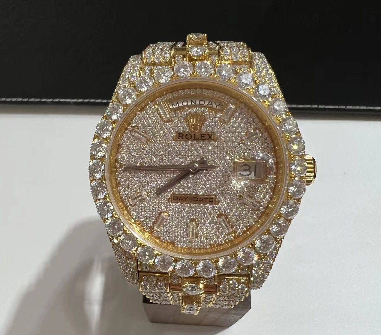 Iced Out VVS Moissanite Diamond Rolex Bust Down Luxury Watch (Pass Diamond Tester)