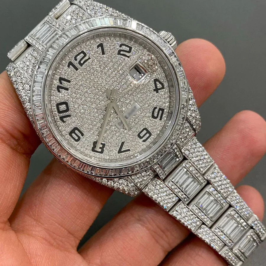 Iced Out VVS Moissanite Diamond Rolex Bust Down Luxury Watch (Pass Diamond Tester)