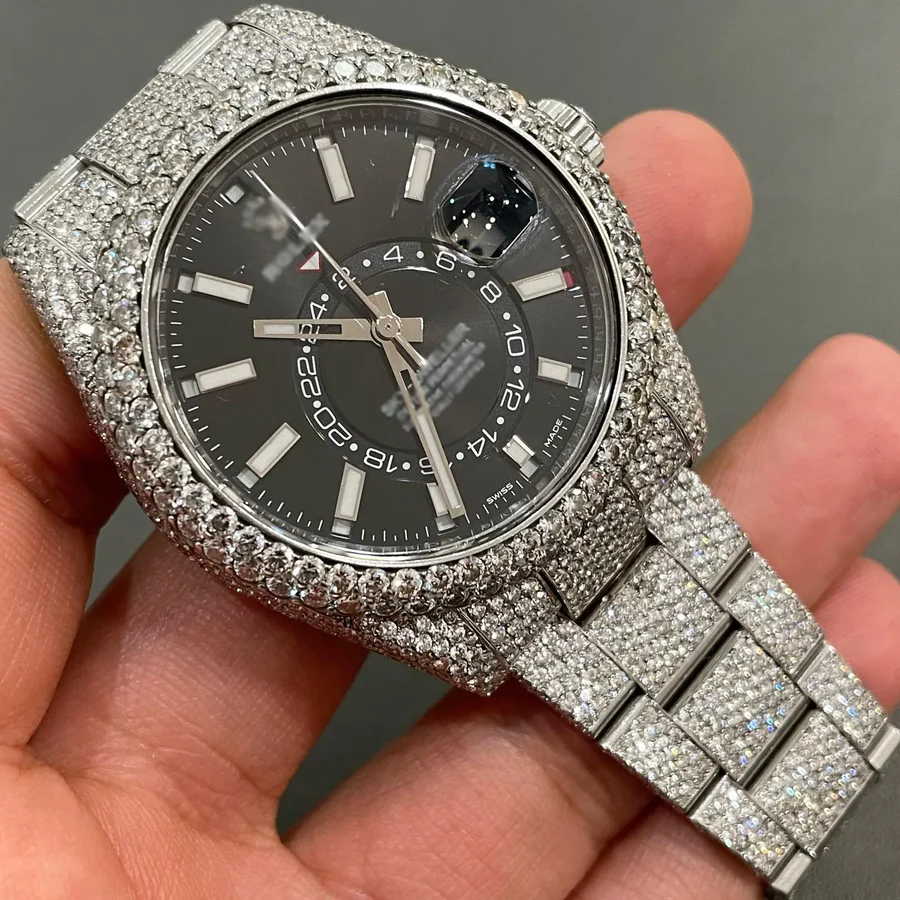 Iced Out VVS Moissanite Diamond Rolex Bust Down Luxury Watch (Pass Diamond Tester)