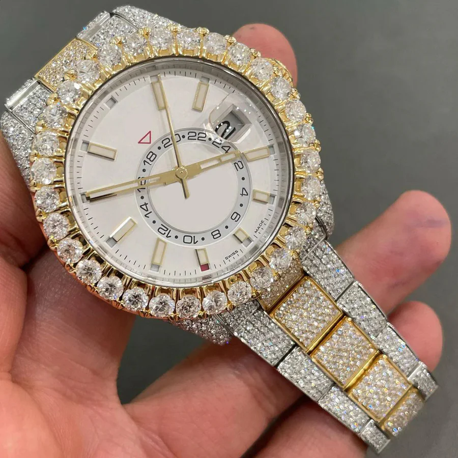 Iced Out VVS Moissanite Diamond Rolex Bust Down Luxury Watch (Pass Diamond Tester)