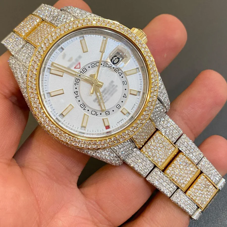 Iced Out VVS Moissanite Diamond Rolex Bust Down Luxury Watch (Pass Diamond Tester)