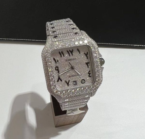 Iced Out VVS Moissanite Diamond Cartier Bust Down Luxury Watch (Pass Diamond Tester)