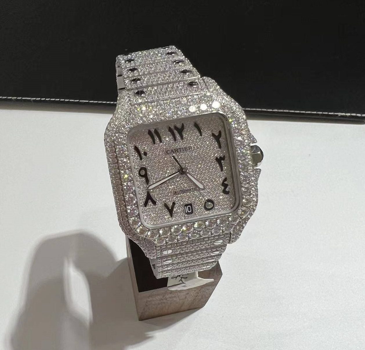 Iced Out VVS Moissanite Diamond Cartier Bust Down Luxury Watch (Pass Diamond Tester)