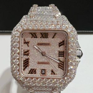 Iced Out VVS Moissanite Diamond Cartier Bust Down Luxury Watch (Pass Diamond Tester)