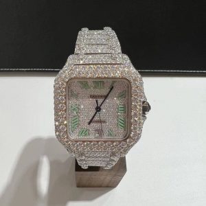 Iced Out VVS Moissanite Diamond Cartier Bust Down Luxury Watch (Pass Diamond Tester)