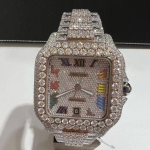 Iced Out VVS Moissanite Diamond Cartier Bust Down Luxury Watch (Pass Diamond Tester)