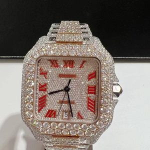 Iced Out VVS Moissanite Diamond Cartier Bust Down Luxury Watch (Pass Diamond Tester)