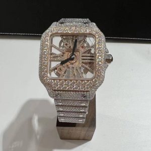 Iced Out VVS Moissanite Diamond Cartier Bust Down Luxury Watch (Pass Diamond Tester)