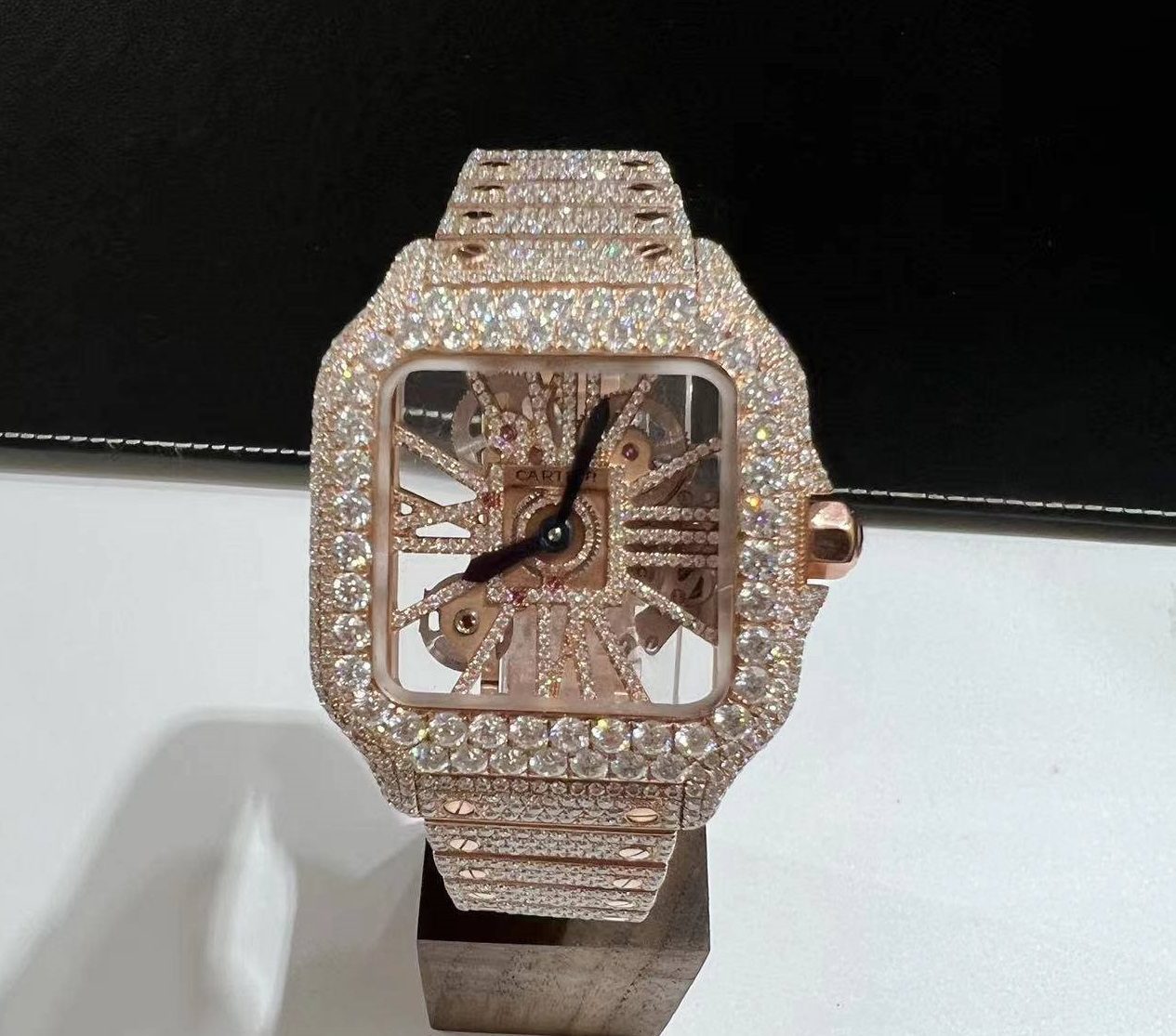 Iced Out VVS Moissanite Diamond Cartier Bust Down Luxury Watch (Pass Diamond Tester)