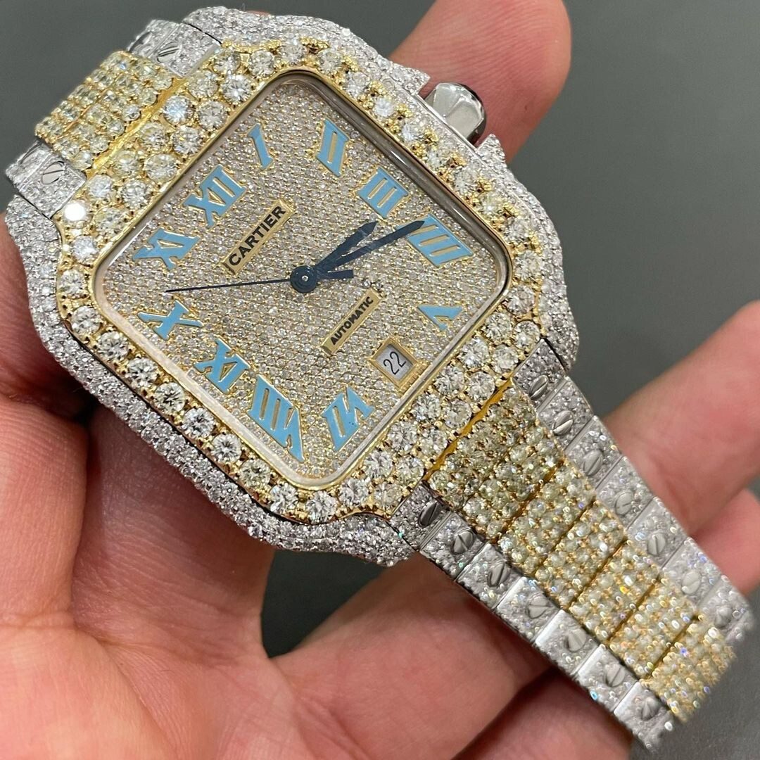 Iced Out VVS Moissanite Diamond Cartier Bust Down Luxury Watch (Pass Diamond Tester)