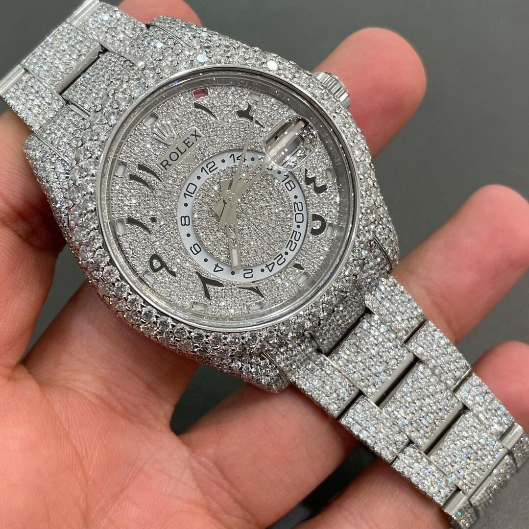 Iced Out VVS Moissanite Diamond Rolex Bust Down Luxury Watch (Pass Diamond Tester)
