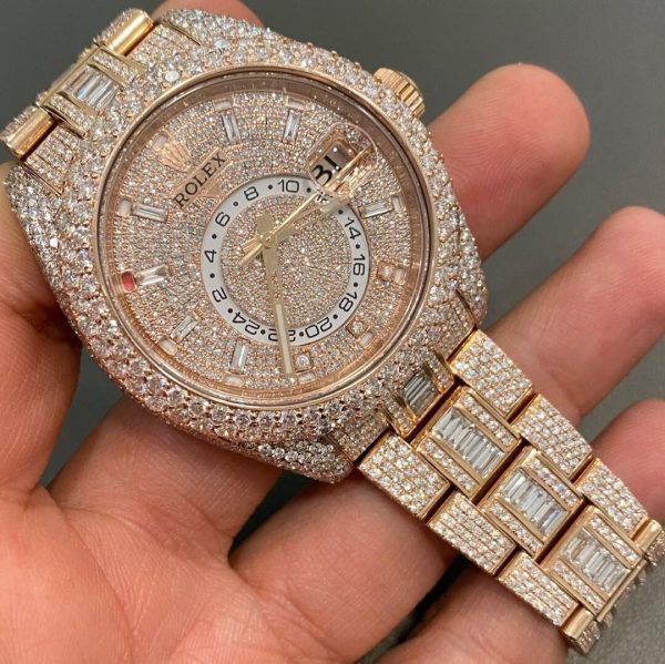 Iced Out VVS Moissanite Diamond Rolex Bust Down Luxury Watch (Pass Diamond Tester)