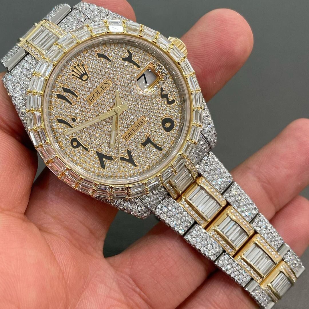 Iced Out VVS Moissanite Diamond Rolex Bust Down Luxury Watch (Pass Diamond Tester)