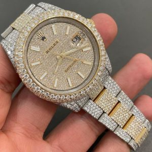 Iced Out VVS Moissanite Diamond Rolex Bust Down Luxury Watch (Pass Diamond Tester)