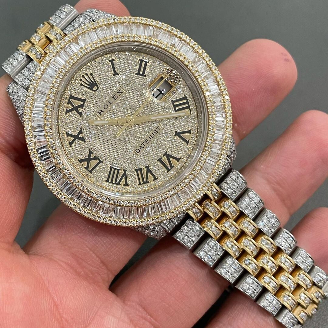 Iced Out VVS Moissanite Diamond Rolex Bust Down Luxury Watch (Pass Diamond Tester)