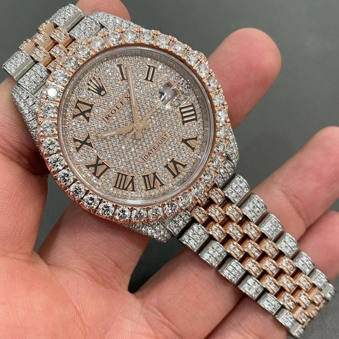 Iced Out VVS Moissanite Diamond Rolex Bust Down Luxury Watch (Pass Diamond Tester)